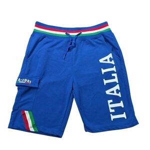 Italia 1981 Italian Flag Cargo Sweat Shorts Royal Blue Mens Medium Streetwear